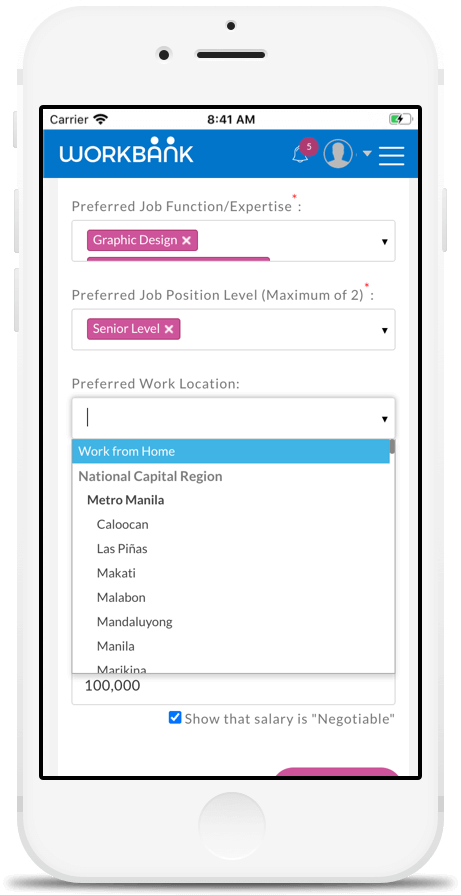 Locations Preference Setting in Workbank